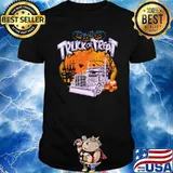 Truck or treat trucker pumpkin scary blood moon halloween shirt