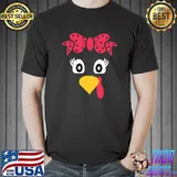 Turkey Face Girl Pink Bow Family Costume Thanksgiving 2021 T-s Unisex