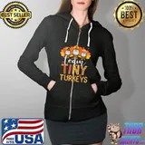 Turkey Thanksgiving Team Tiny Turkeys Nurse Fall T-Shirt Full Zip Hooded