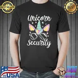 Unicorn Security Halloween Dad Mom Daughers Adult Costume T-Shirt