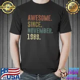 Vintage Awesome Since November 1989 32nd Birthday T-Shirt