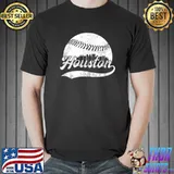 Vintage Retro Houston Texas Distressed Skyline Baseball T-Shirt