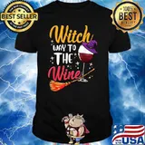 Witch Way to The Wine Graphic Quote T-Shirt