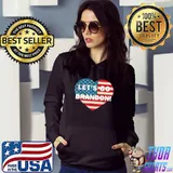 Womens Let's Go Brandon American Flag Heart T-Shirt