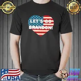 Womens Let's Go Brandon American Flag Heart T-Shirt Unisex