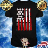Womens Vintage Baseball Tees American USA Flag T-Shirt