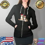 Xmas Tabby Kitten Red Santa Hat Meow Cute Christmas Cat T- Full Zip Hooded