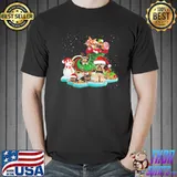 Yorkshire Terriers Playing On The Ice With Skating Shoes And Snowman Shirt Unisex
