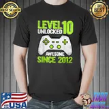 10th Birthday funny Video Game Level10 Unlocked Awesome 2012 T Shirt Unisex