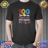 Awesome 100 Days Of 6th Grade Y'all Heart Teacher Student 100th Day T-Shirt Unisex