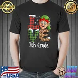 Awesome 2021 Christmas Love 7th grade Teacher Leopard Santa Elf xmas T-s Unisex