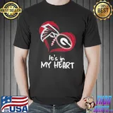 Awesome atlanta Falcons And Georgia Bulldogs Football Heart Valentines Day Shirt Unisex