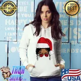 Awesome Black African American Santa Afro Christmas Melanin Women T-Shirt
