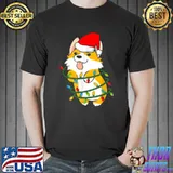 Awesome Corgi Dog Santa Christmas Tree Lights Puppy Xmas Shirt