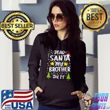 Awesome dear Santa My Brother Did It Funny Christmas Pajama T-Shirt
