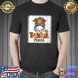 Awesome Fall Mom One Thankful Aunt Messy Bun Pumpkins Season Shirt