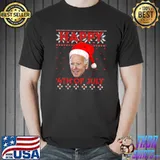 Awesome Happy 4th Of July Santa Hat Joe Biden Ugly Christmas Sweater T-Shirt