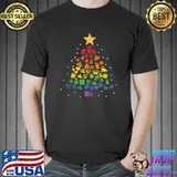 Awesome Happy Holigays LGBT Christmas Tree Costume Gay Pride Xmas T-shirt