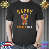 Awesome Happy Turkey Gay LGBT Gay Lesbian Pride Thanksgiving Holiday T-Shirt