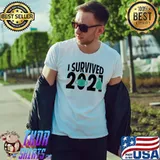 Awesome i Survived 2021 Shirt Happy New Year shirts 2022 New Years T-Shirt Unisex