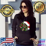 Awesome Merry Chritsmas Sunflower Santa Hat Buffalo Plaid Pajamas T Shirt