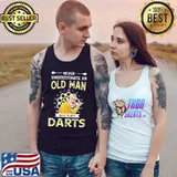 Awesome Pretty Never Underestimate An Old Man Who Plays Darts Shirt Tank Top