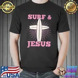 Awesome surf And Jesus California Florida Christian Surfer T-s Unisex