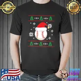 Baseball Ball With Christmas Hat Shirt Unisex