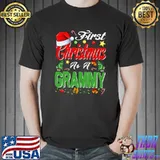 Best First Christmas As A Grammy Santa Hat Pajama Xmas T-shirt