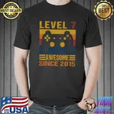 Best Level 7 Unlocked Since 2015 Retro 7 Yrs Old Gamer Birthday T-shirt
