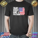 Best Nice Cigars Whiskey Guns And Freedom American Flag Shirt