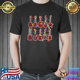 Best Red Plaid Guitar Christmas Pajamas Guitarist Xmas Lights T Shirt