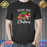 Best Rollin’ Into Christmas Leopard Christmas Hat Tree Socks T Shirt Unisex