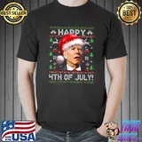 Best Santa Joe Biden Happy 4th of July Ugly Christmas Sweater T-Shirt