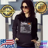 Best Turkey Nutrition Facts Funny Thanksgiving Christmas food T Shirt