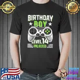 Best video Game Birthday Boy Level 14 Unlocked Gamer Kids Adults T-Shirt Unisex