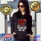 Big Brother Bear Shirt, Red Buffalo Plaid Big Brother Bear T Shirt