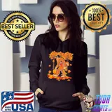 Bigfoot Holding Pumpkin And Turkey Thanksgiving Shirt