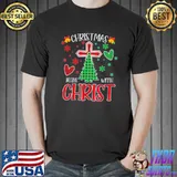 Buffalo Plaid Christian Jesus Christmas Begins With Christ T-Shirt Unisex