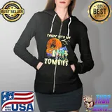 CAMPING L1 Chillin' With My Zombies Halloween Shirt Full Zip Hooded