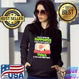 Charlie Brown hug Snoopy I found the key to happiness stay bed with my and stay away from Idiots shirt
