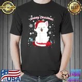 Christmas Cat with Santa hat cute kitty in Winter Wonderland T Shirt Unisex