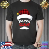 Christmas Grandpa Poppa Santa Buffalo Plaid Hat Cool Xmas T-shirt