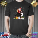 Christmas Santa Claus Riding Bernese Mountain Xmas Holiday T-Shirt Unisex