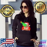 Cocker spaniel dog riding red truck christmas pajama shirt