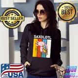 Cute Axolotl Lover Saxolotl Funny Saxophone Playing Axolotl T-Shirt