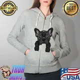 Dog Black Frenchie Vintage Shirt Full Zip Hooded