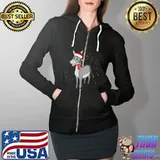 Donkey Santa Claus Christmas T Shirt Full Zip Hooded