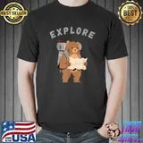 Explorer Backpacking Hiking Bear with Map T-Shirt