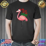 Flamingo Christmas Tree Santa Hat Xmas Light Merry Christmas T Shirt Unisex